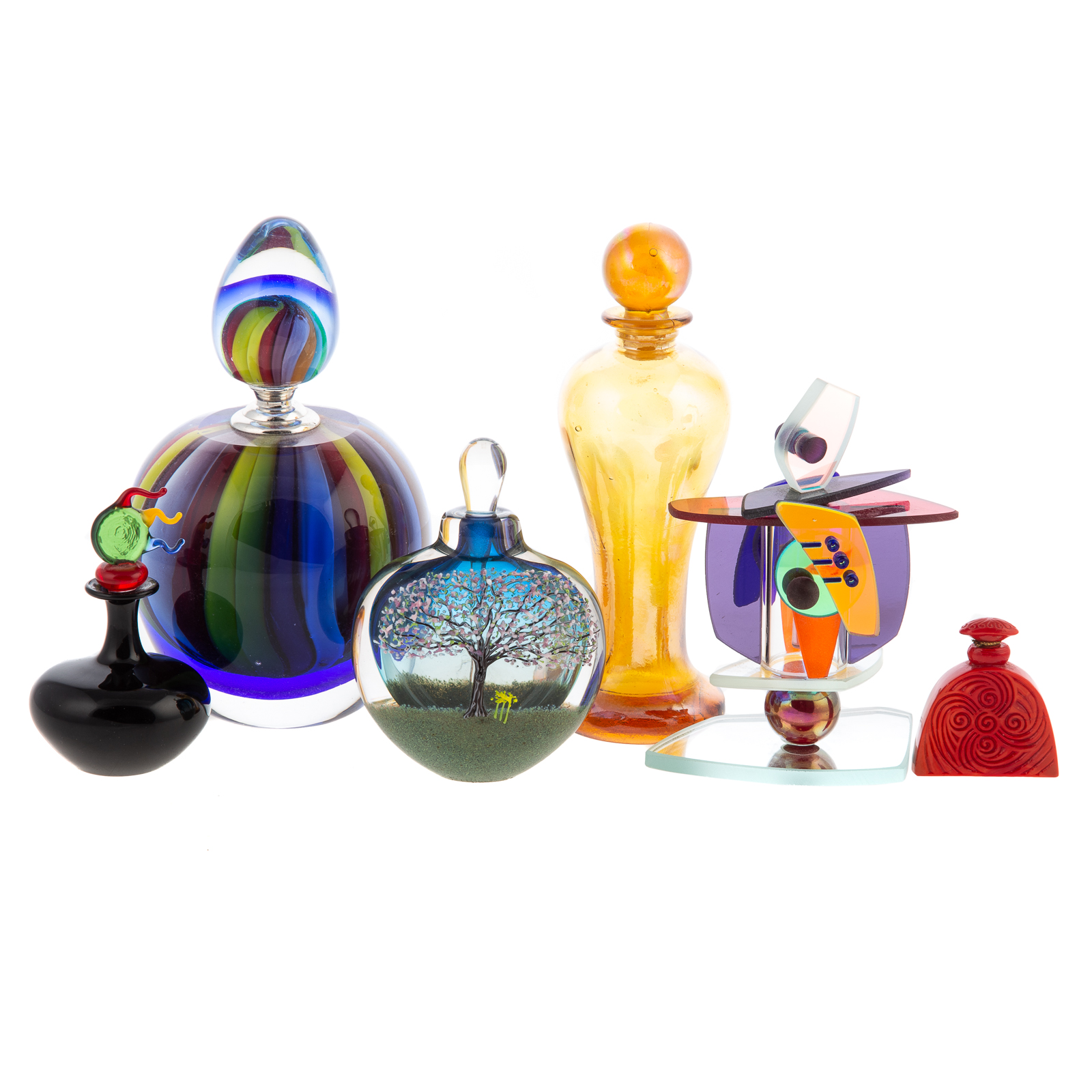 SIX ASSORTED PERFUME BOTTLES 20th