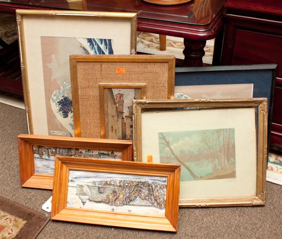 Six assorted prints paintings and