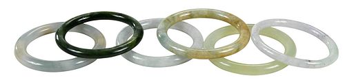 SIX ASSORTED STONE BANGLE