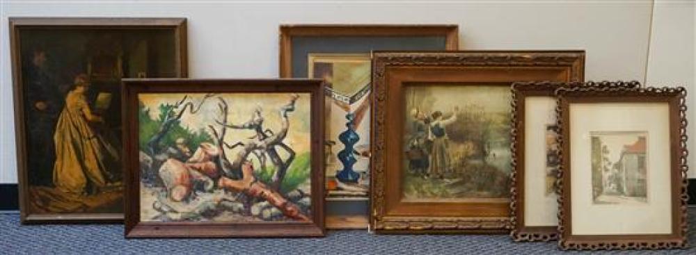 SIX ASSORTED WORKS OF ART,