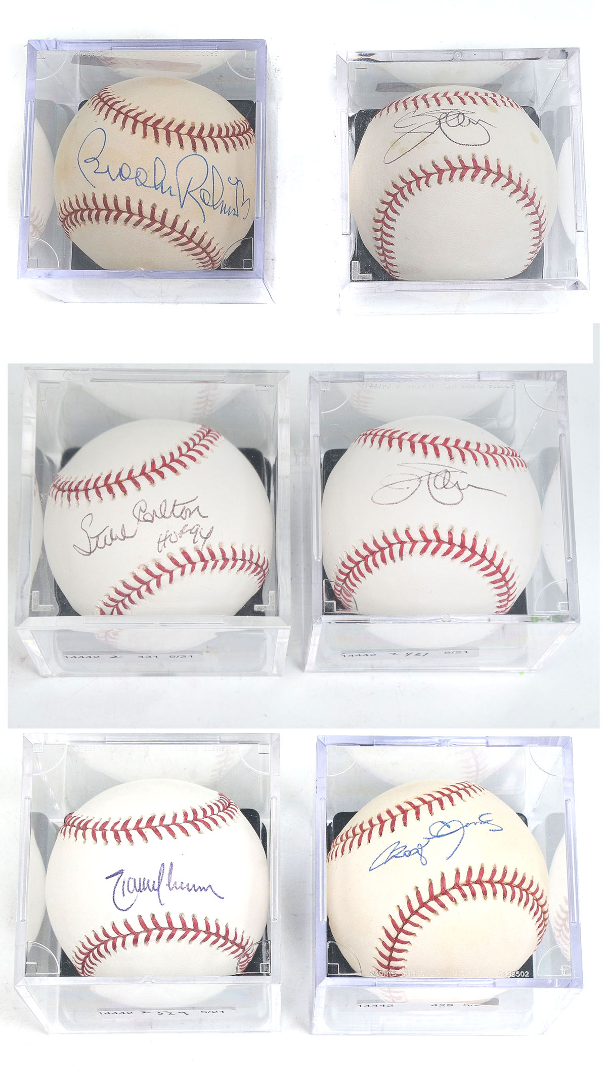 SIX AUTOGRAPHED MLB BASEBALLS