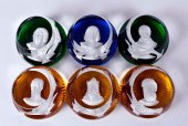 SIX BACCARAT SULPHIDE PAPERWEI