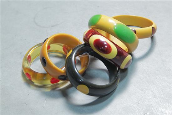 SIX BAKELITE BRACELETS. All with