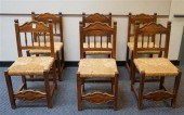 SIX BAROQUE STYLE STAINED PINE