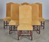 SIX BAROQUE STYLE WALNUT STAIN