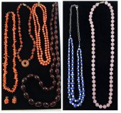 SIX BEAD NECKLACES AND A PAIR