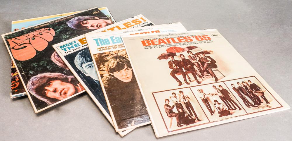 SIX BEATLES AND TWO BEACH BOYS LPS,