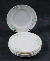 SIX BELLEEK SHAMROCK BREAD PLA