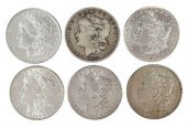 SIX BETTER DATE MORGAN DOLLARS
