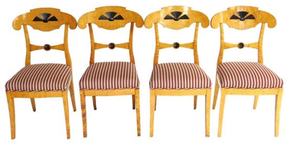 SIX BIEDERMEIER CHAIRS, FIGURED