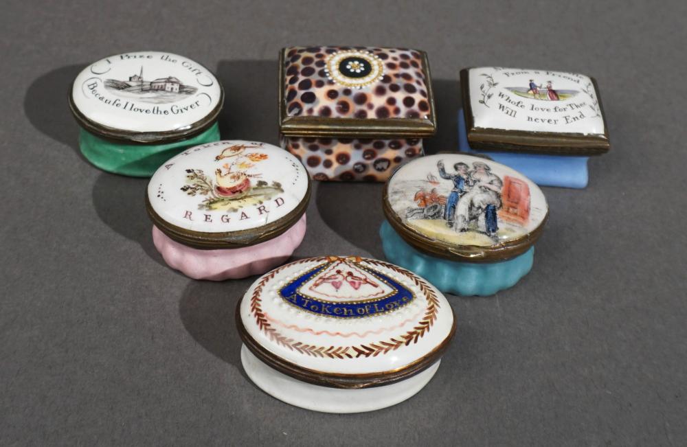 SIX BILSTON AND BILSTON TYPE ENAMEL