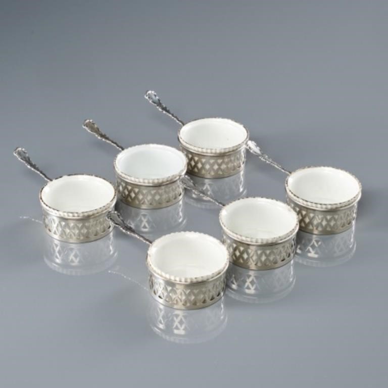 SIX BIRKS STERLING FRAMED RAMEKINSA