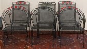 SIX BLACK PAINTED WROUGHT IRON