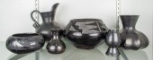 SIX BLACKWARE POTS, INCLUDING