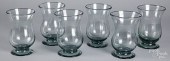 SIX BLOWN AQUA GLASS JARSSix b