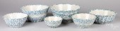 SIX BLUE AND WHITE SPONGEWARE