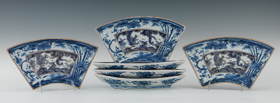 Six Blue & White Porcelain Fan