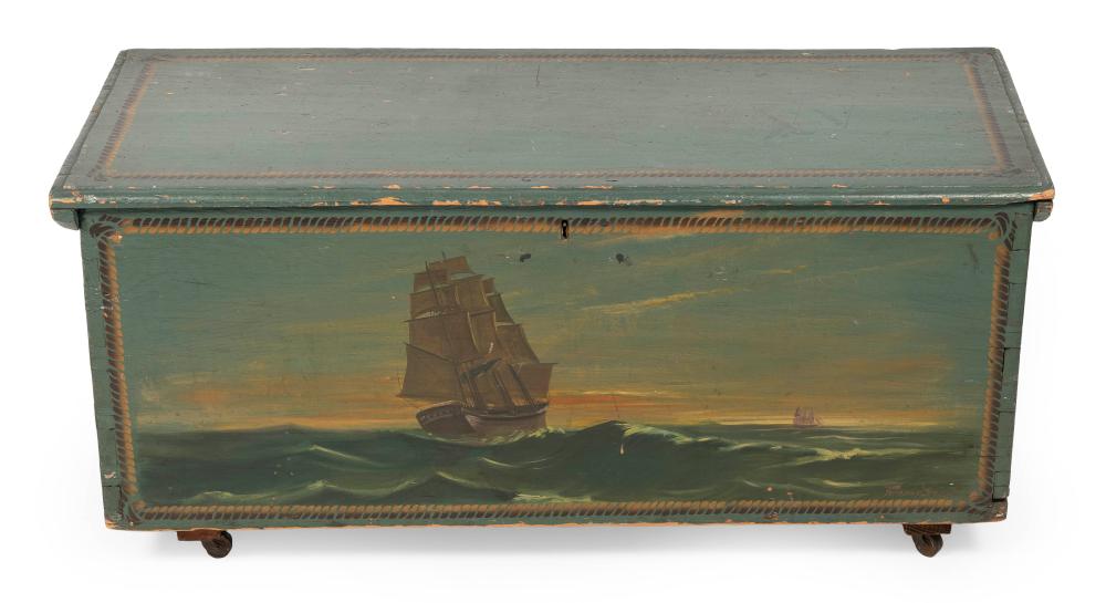 SIX-BOARD SEA CHEST WITH PAINTED
