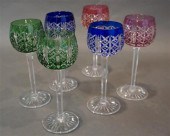 SIX BOHEMIAN COLORED-TO-CLEAR