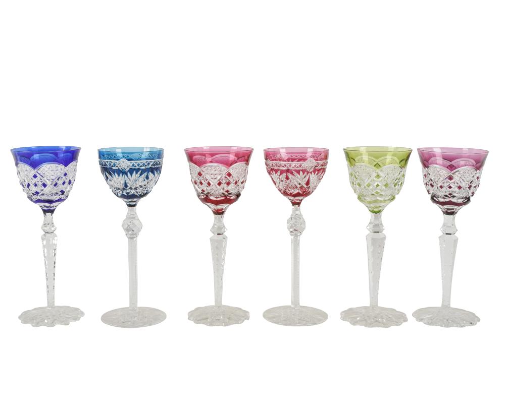 SIX BOHEMIAN CUT-GLASS