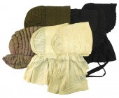 SIX BONNETS, 19TH C.: TWO SILK