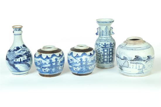 SIX BOTTLES AND GINGER JARS.  China