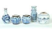 SIX BOTTLES AND GINGER JARS.