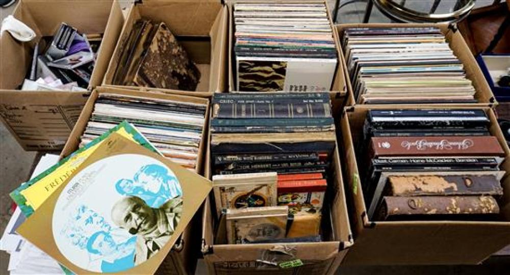 SIX BOXES OF RECORDS AND A BOX OF