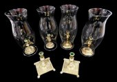 SIX BRASS REPRODUCTION CANDLES