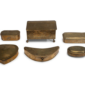 Six Brass Trinket Boxes 18th/19th