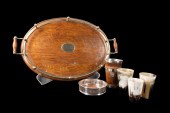 SIX BRITISH HORN, OAK & SILVER