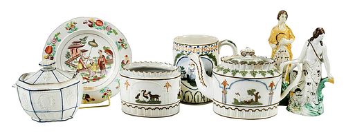SIX BRITISH PRATTWARE CERAMIC