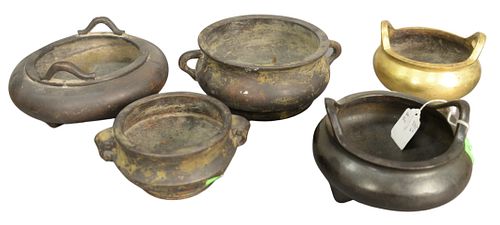 SIX BRONZE CENSORS TO INCLUDE TWO