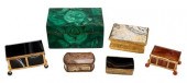 SIX BRONZE MOUNTED HARDSTONE M
