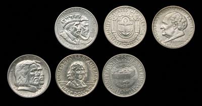 Six BU U.S. commemorative silver