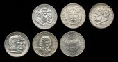 Six BU U.S. commemorative silv