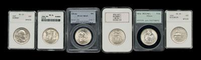 Six BU U.S. commemorative silver
