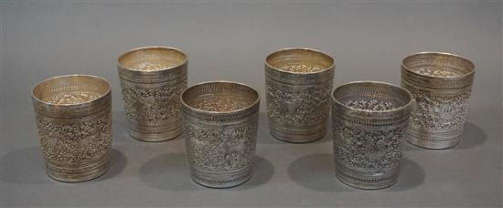 SIX BURMESE REPOUSSé SILVER