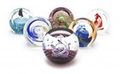 Six Caithness Glass Paperweigh
