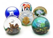 Six Caithness Glass Paperweigh