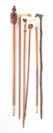 SIX CANES AND WALKING STICKS.