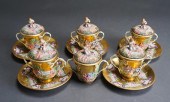 SIX CAPODIMONTE-TYPE GILT AND