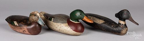 SIX CARVED AND PAINTED DUCK
