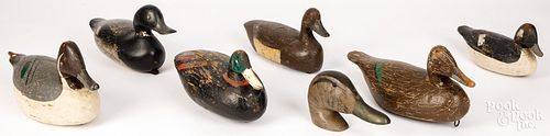 SIX CARVED AND PAINTED DUCK DECOYS,