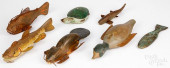 SIX CARVED AND PAINTED ICE FIS