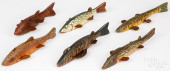SIX CARVED AND PAINTED ICE FIS