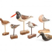 Six Carved and Painted Wood Mo