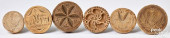 SIX CARVED BUTTER PRINTS<br>Si
