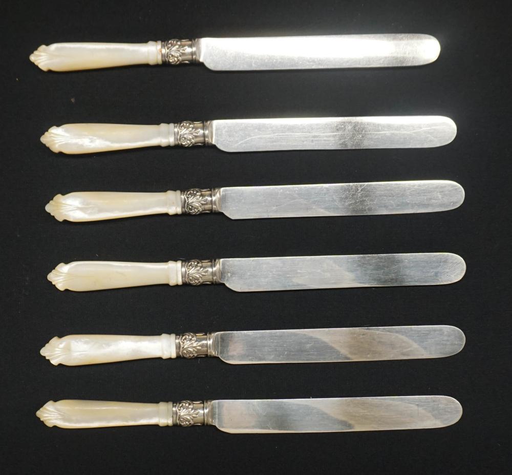 SIX CARVED MOTHER OF PEARL HANDLE