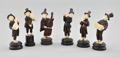 Six Carved Wood and Bone